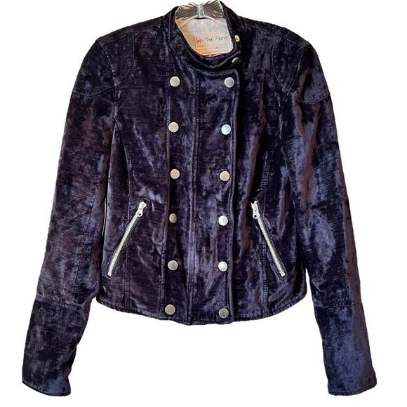 Free People Dusk Till Dawn Black Velvet Jacket - Picture 1 of 12